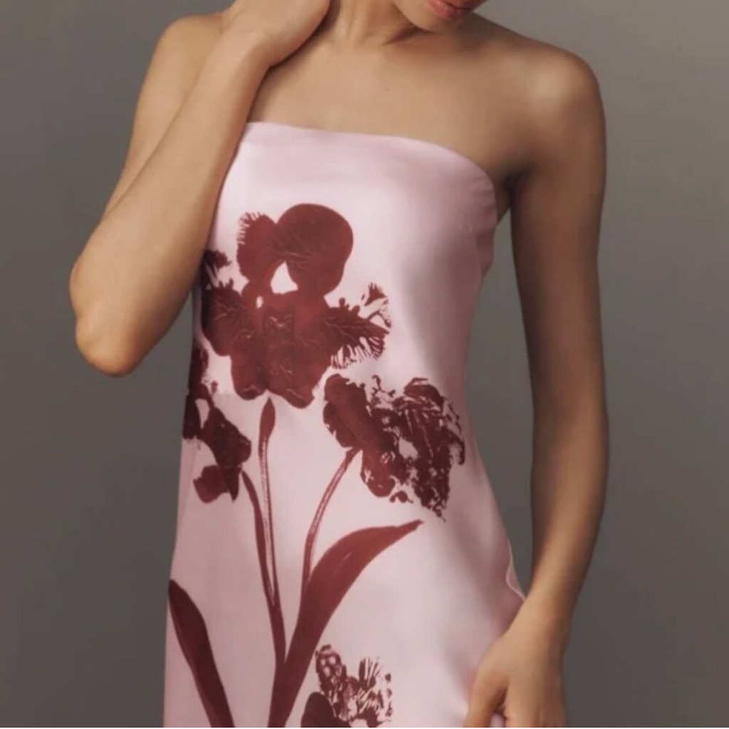 Anthropologie The Fleur Strapless Satin Maxi Dress - Minor Flaws